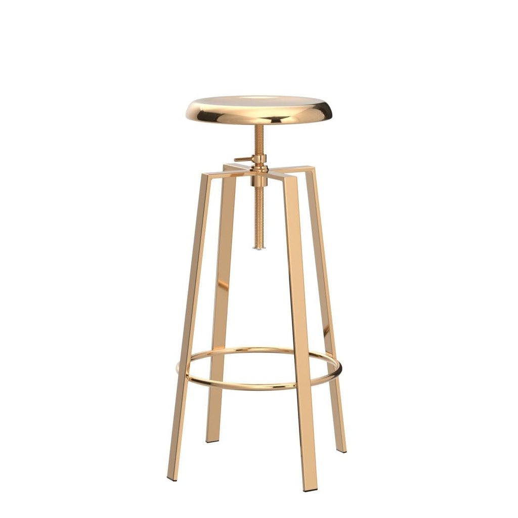 Atlas Industrial Bar Stools Set of 2, Adjustable Swivel Metal, Gold