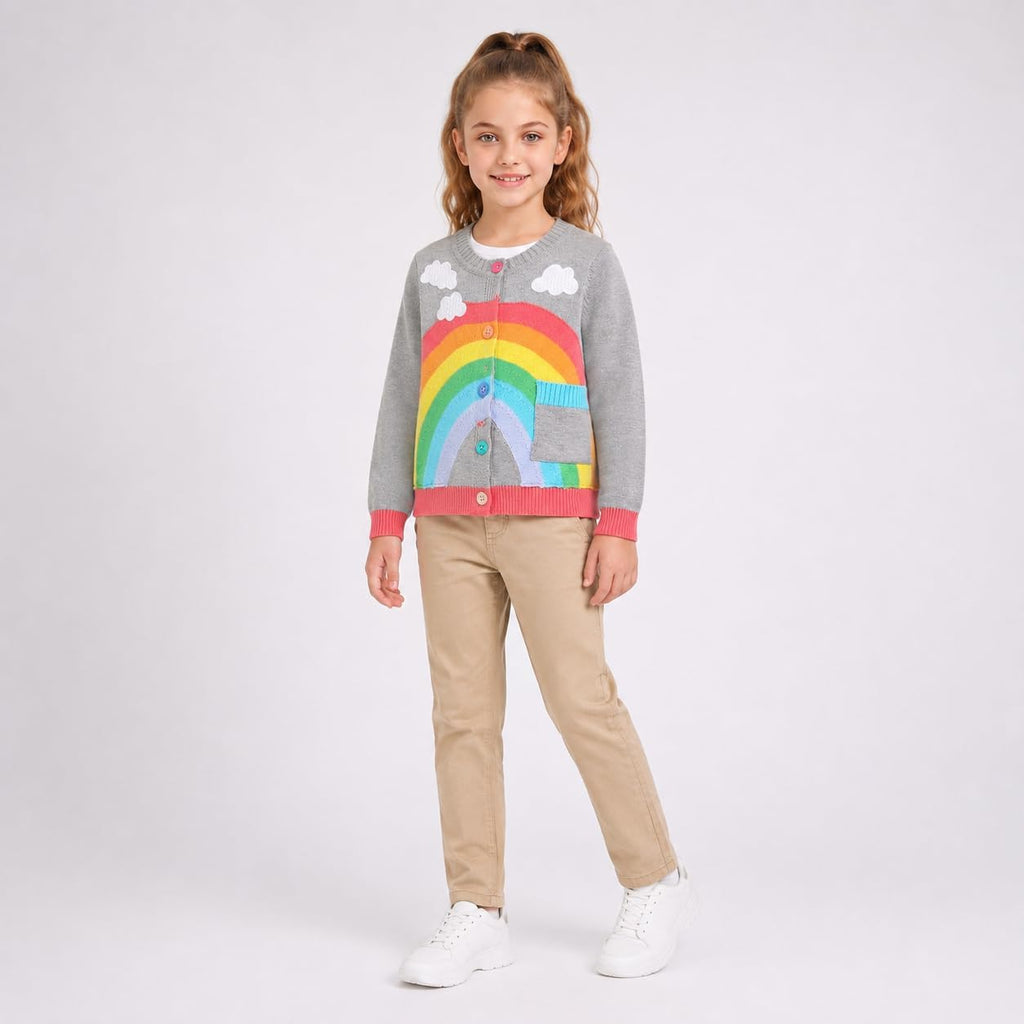 Toddler Sweaters Knitted Cardigan for Boys Girls 1-7 Years Rainbow