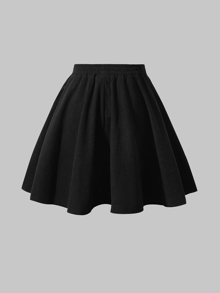 New Girls Corduroy Skirt A-Line Elastic High Waist Ribbed Skater Skirts Casual School Fall Outfit