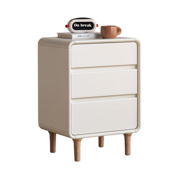 3-Drawers White Wood Nightstand, Mid Century Modern Nightstands, Tall Night Stand, Wood Bedside Tables
