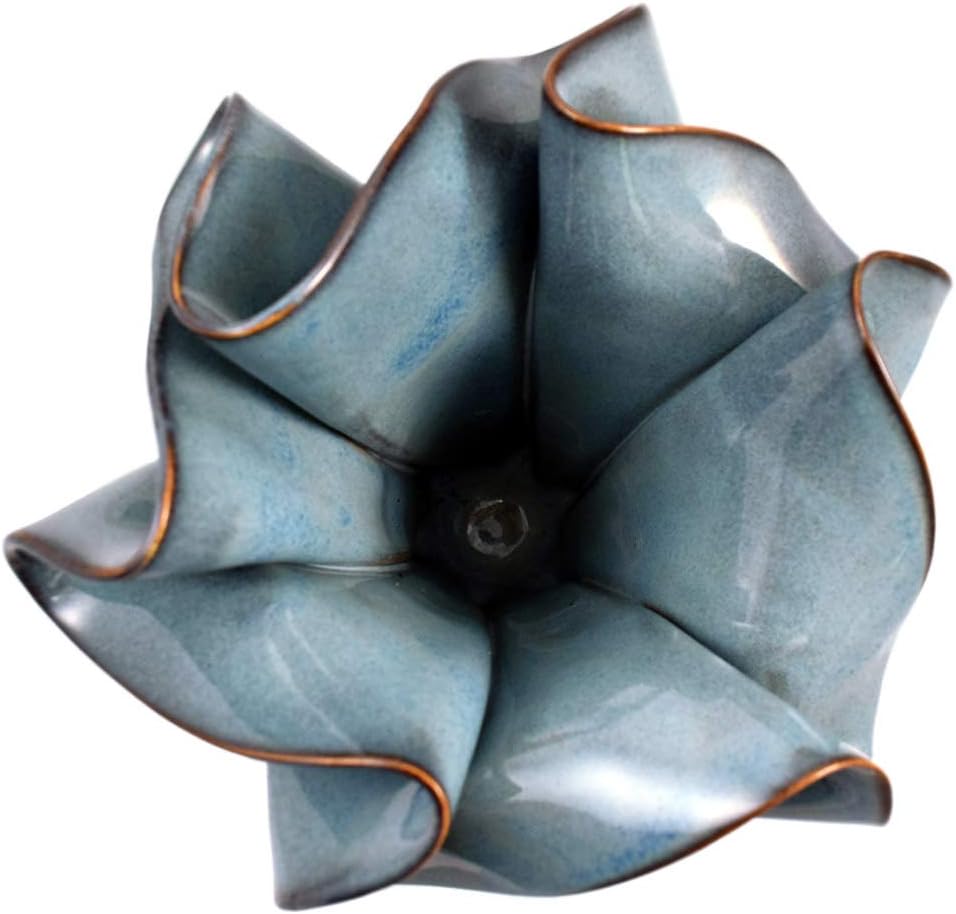 Contemporary Handmade Stoneware Pottery Ripple Vase in Steel Blue, 8.5"