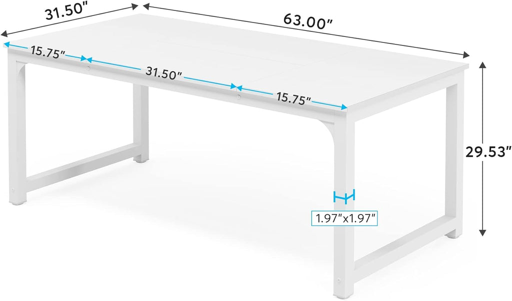 Modern Computer Desk, 63 x 31.5 inch Large Executive Office Desk Computer Table Study Writing Desk Workstation