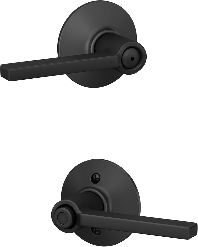 F40 V LAT 622 Latitude Door Lever, Bed & Bath Privacy Lock, Matte Black