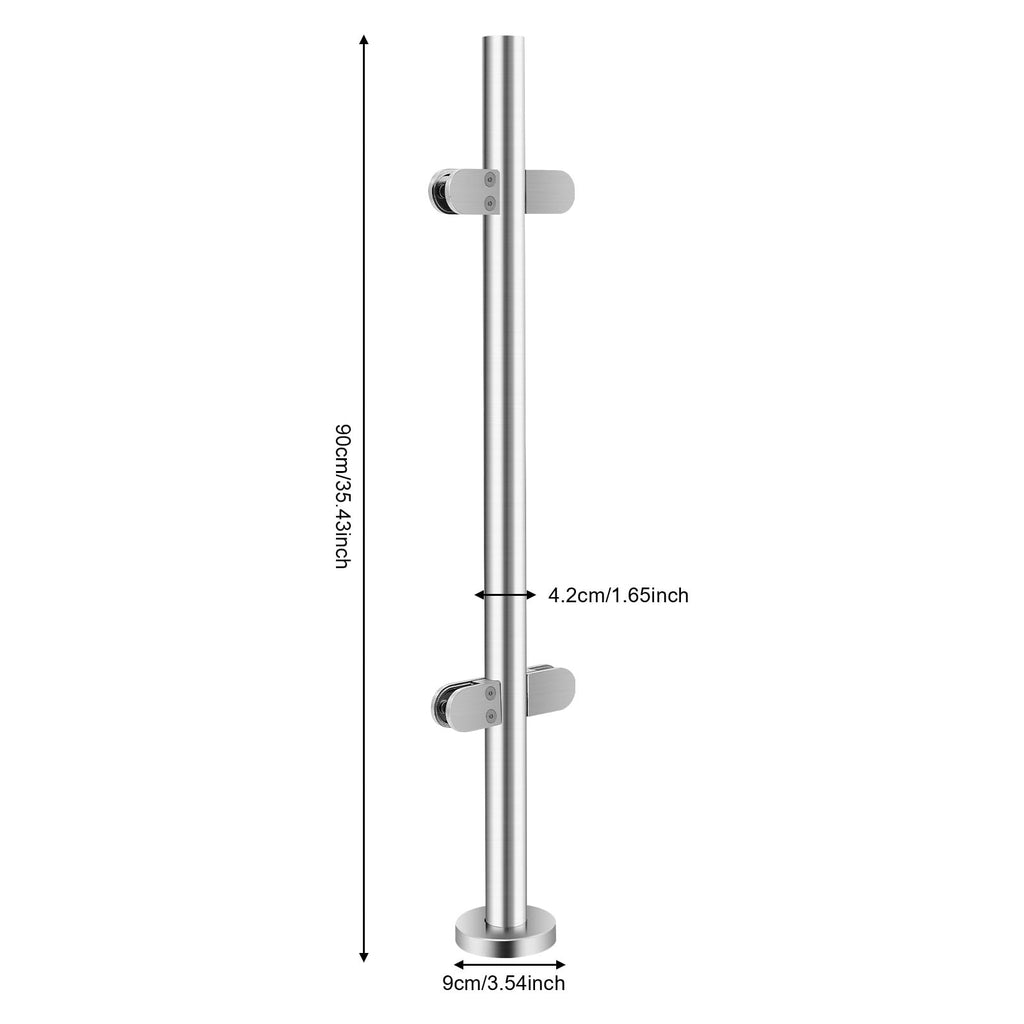 35.43 Inch Glass Balustrade Railing Mid Post, 304 Stainless Steel