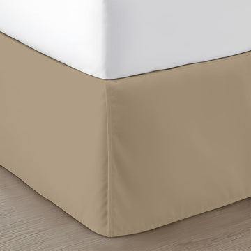16 inch Drop Bed Skirt Full Size Platform Style with Secure Fit, Classic Tailored Look, Elegant Pleated Style Dust