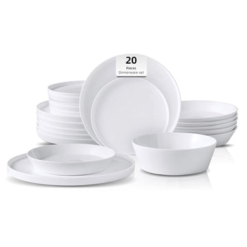 Bone China Cone Shape, Elegance White 20pc Dinnerware Set