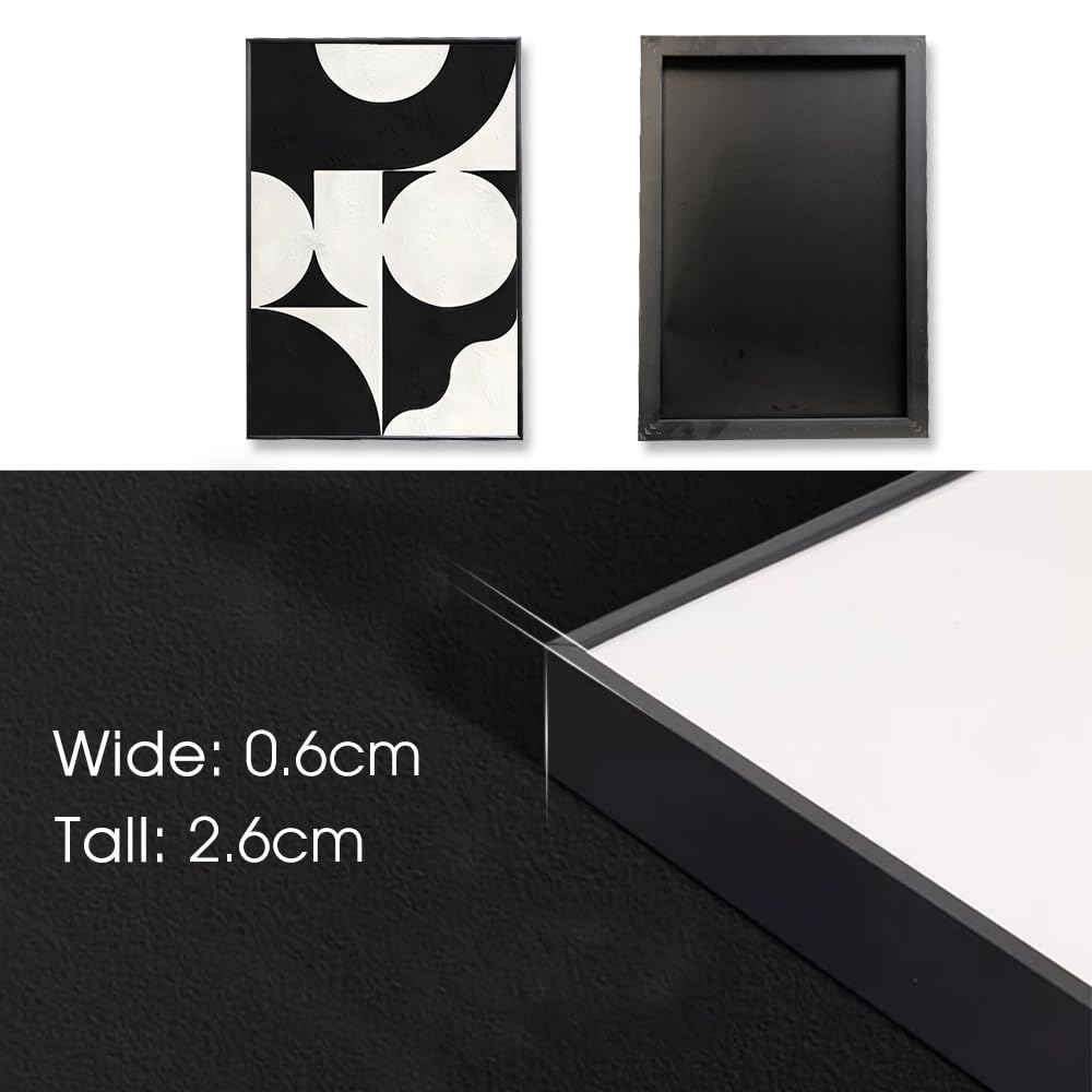 Black White Crystal Textured Abstract Framed Canvas Wall Art Set