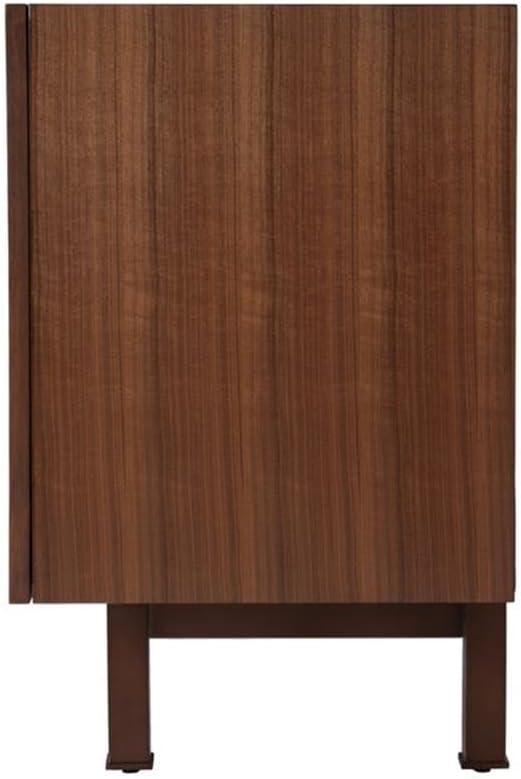 Mid-Century 2-Door Wood Storage Cabinet, Heritage Brown Finish, Walnut, Oak, Sapele Veneer, Metal Base, 40"x18"x28"