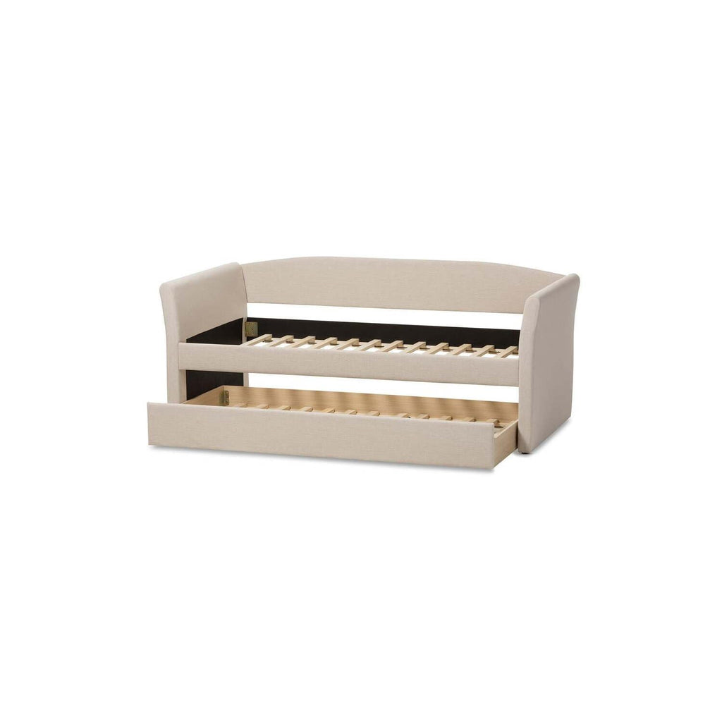 Camino Upholstered Daybed with Trundle in Beige