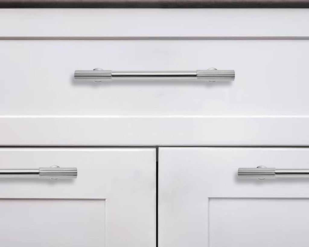 8 Inch Hole Center 2 Pack Polished Chrome Heavy Duty Solid Cabinet Pulls, Kitchen Drawer Handles, for Dresser