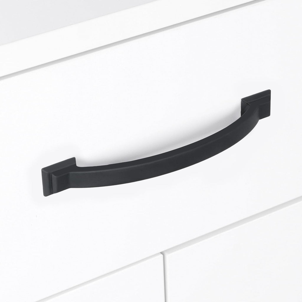 2 Pack 3-3/4 Inch Cabinet Pulls Matte Black Kitchen Cabinet Handles Zinc Alloy Drawer Pulls Solid Cabinet Hardware