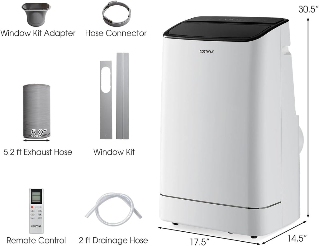 15000 BTU Portable Air Conditioner, with Heat, Auto Swing 4-in-1 AC Unit for Rooms up to 800 Sq.Ft, with Built