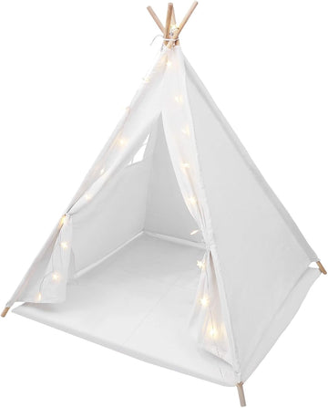 Kids Teepee Play Tent Cotton Linen with Lights for Indoor Outdoor