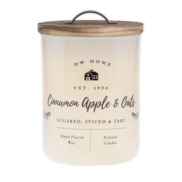 Charming Farmhouse Collection Cinnamon Apple & Oats Scented 1 Wick Candle Topped with Rustic Wooden Lid