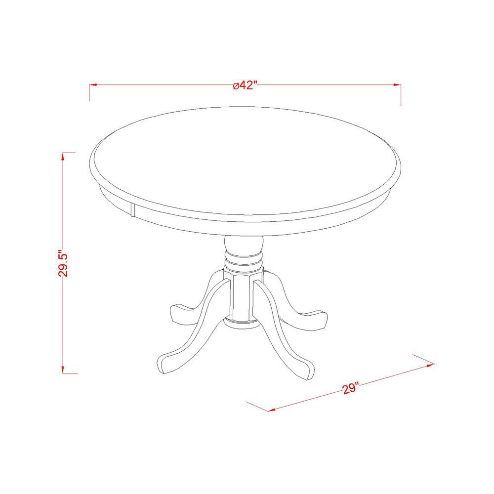 West Furniture 5 Piece Kitchen Table & Chairs Set Includes a Round Dining Room Table with Pedestal and 4