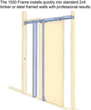 Quadro 4088 | Interior French Double Pocket Doors with Frosted Glass, MDF, 48x80, Black, Modern Styl