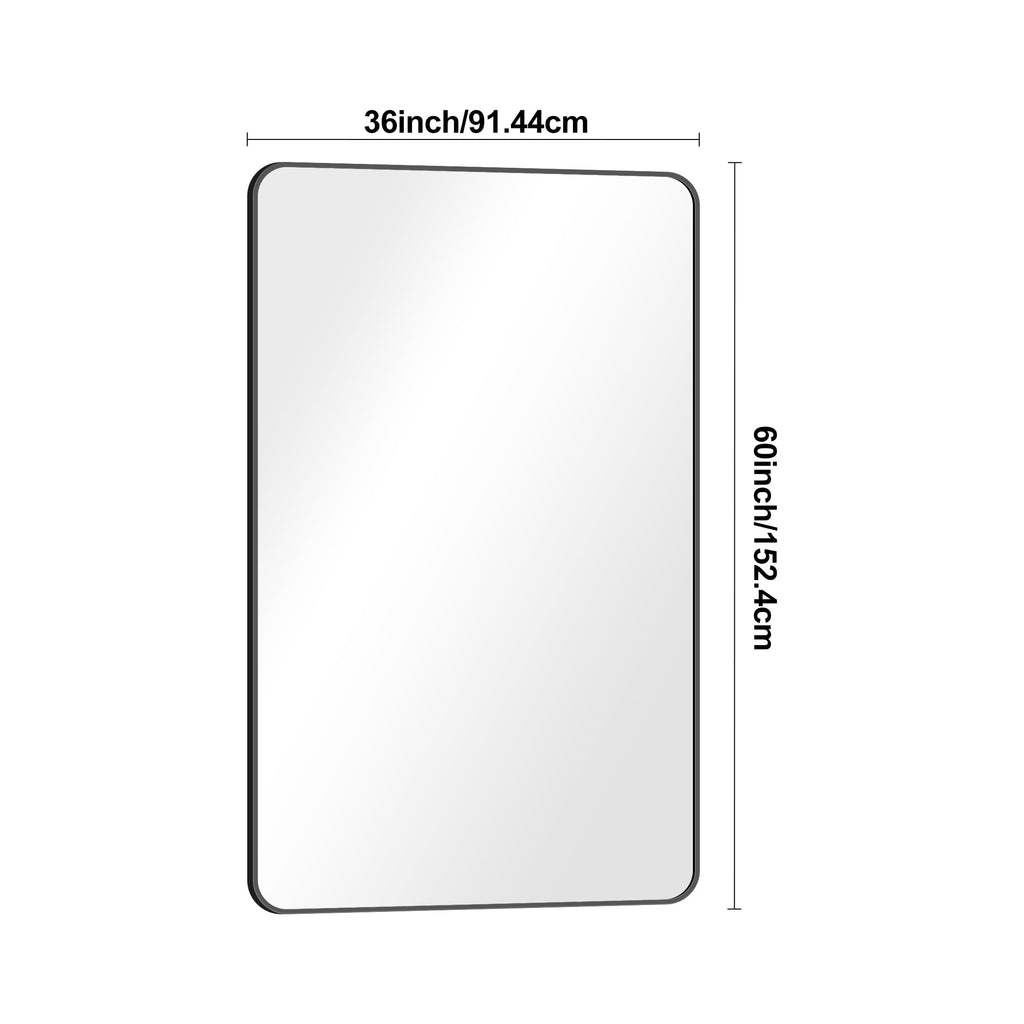 60x36 inch Large Bathroom Mirror,Black Rectangle Mirror,Wall Mounted Bathroom Frame Vanity Mirror with Round Corner