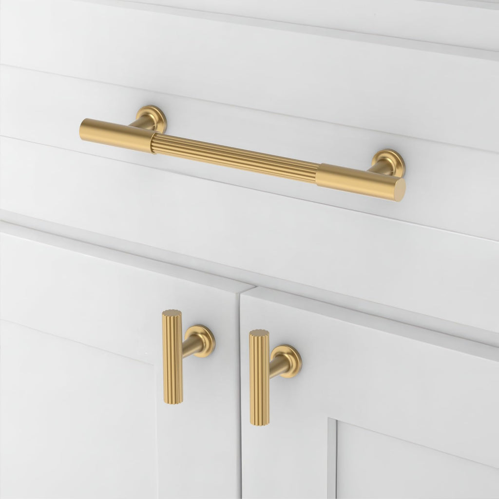 10 Pack Champagne Bronze Cabinet Pulls 5 Inch(128mm) Honey Bronze Kitchen Cupboard Handles Solid Heavy Duty Zinc