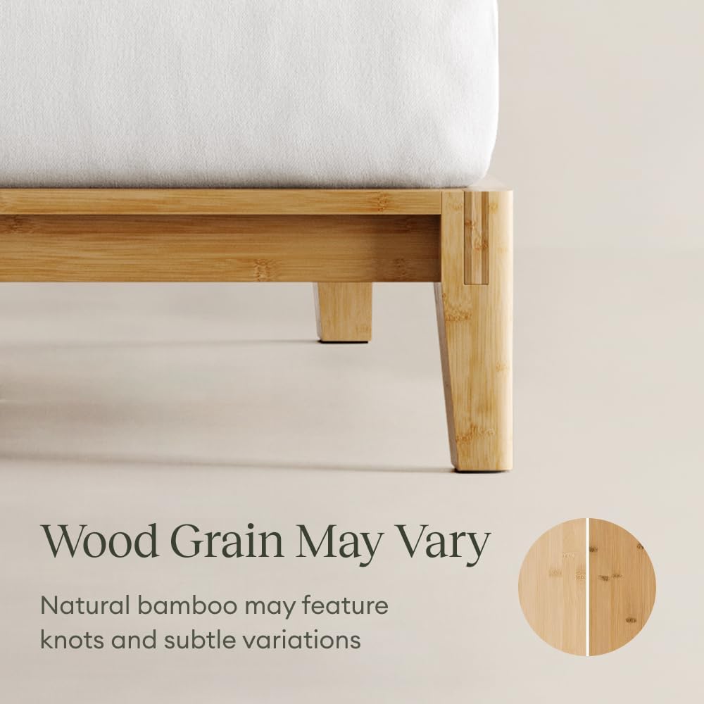 Bamboo Japanese Joinery Bamboo Platform Bed Frame, Twin, Natural