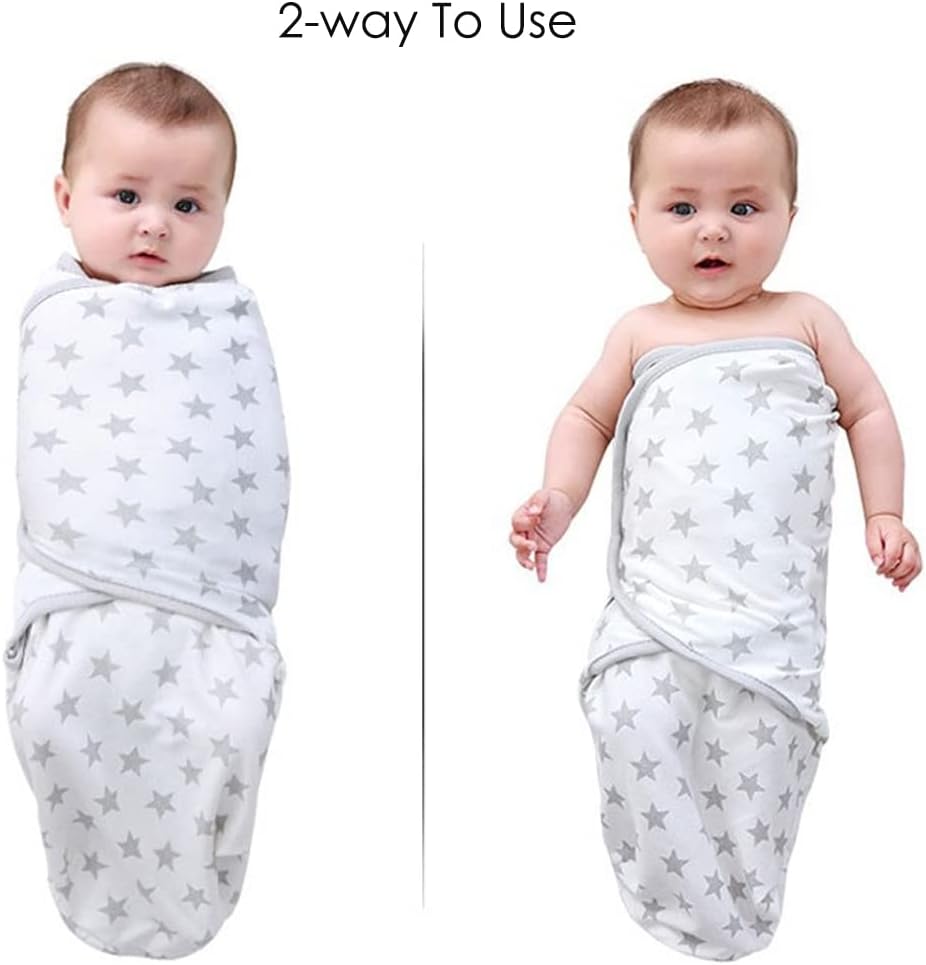 Pack Unisex Baby Swaddles for Newborns with Hat(Grey/Star/Stripe)
