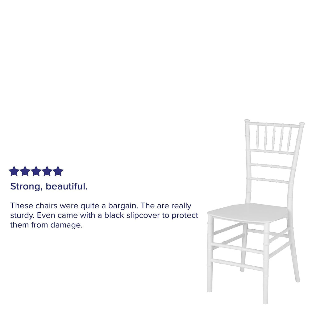 2 Pack HERCULES PREMIUM Series White Resin Stacking Chiavari Chair
