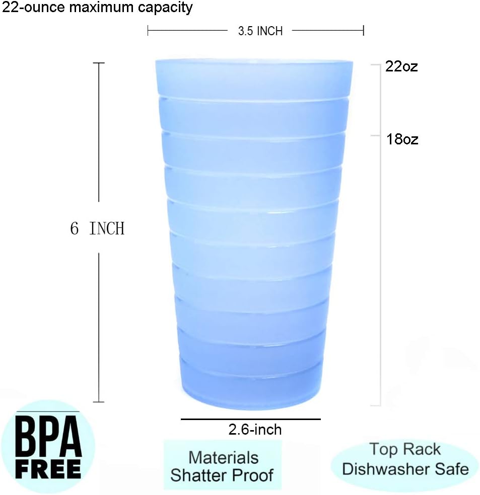Mixed Drinkware 22-ounce Plastic Tumblers/Drinking Glasses/Party Cups/Iced Tea Glasses, Set of 12 Multicolor |