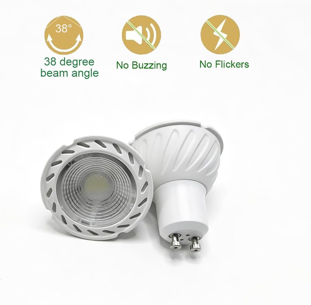 GU10 COB LED Spot Light, 5W, 5.5W 6W 120V, Non-Dimmable 6000K Cool White 450LM,38 Degree, 50W Halogen Bulb