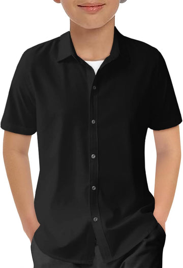 Boys Button Down Shirts Short Sleeve Formal Uniform