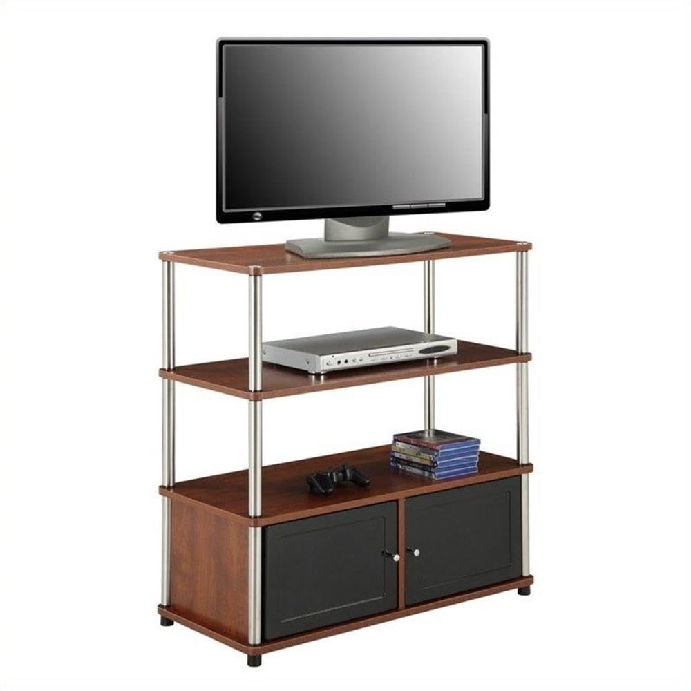 Concepts Designs2Go Highboy TV Stand with Storage Cabinets and Shelves for TVs up to 40 Inches, Cherry
