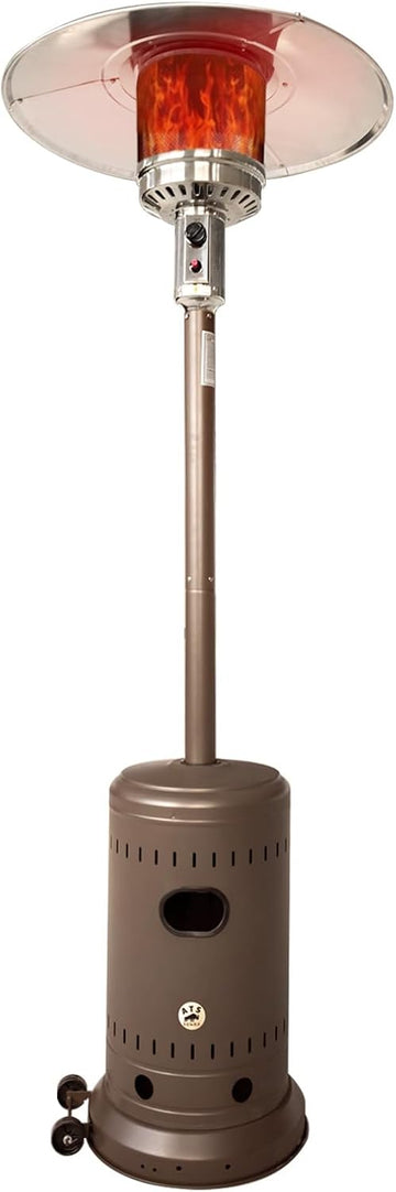 46,000 BTU Outdoor Propane Patio Heater with Wheels, Commercial & Residential, Havana Bronze, 32.5x 32.5 x 91.3