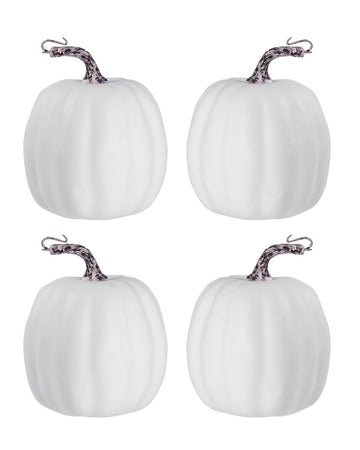 6 Inch White Artificial Pumpkins, 4 Pack