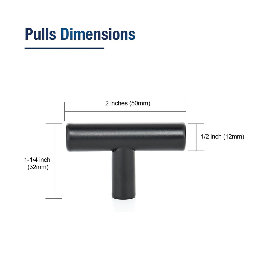 Matte Black Cabinet Pulls Drawer Pulls, Single Hole, 45 Pack