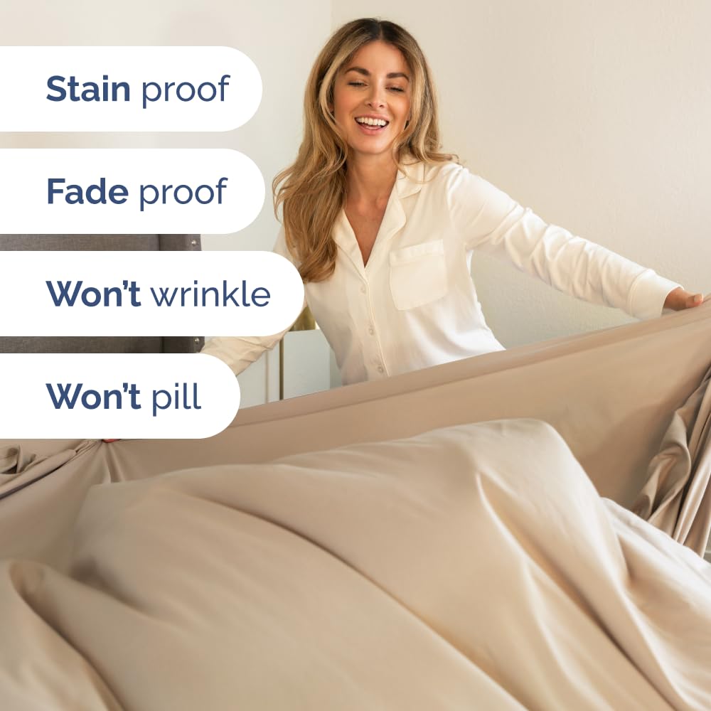 Flex Top Split Head King 4 Piece Sheet Set - Ultra-Soft, Breathable - Cream