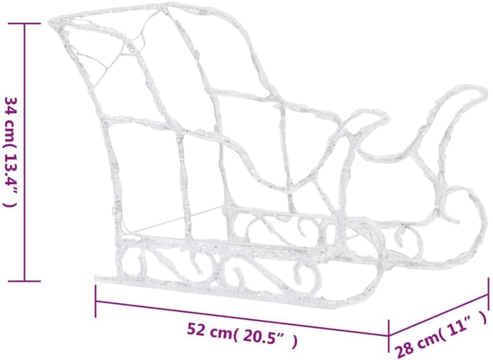 Acrylic Christmas Reindeers & Sleigh Decoration, Warm White LED Lights, Weatherproof PVC/Steel Frame, Pre-Lit