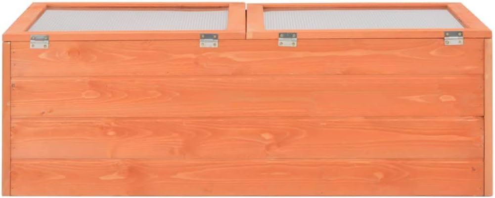 Wooden Cold Frame Greenhouse 39.4 x 19.7 x 13.4 Inches, Raised Garden Bed with PC Board Panels and Hinged Lid for
