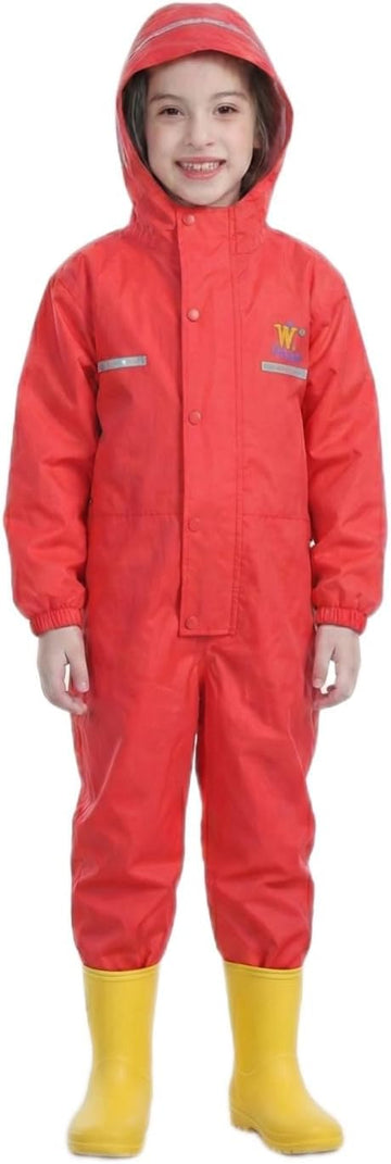 Kids Toddler One Piece Rain Suit, Muddy Buddy Style Coverall for Daycare Outdoor Play