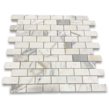 Calacatta Gold Marble 1x2 Medium Brick Mosaic Tile Honed Kitchen Bath Wall Floor Backsplash Shower (1 Sheet)