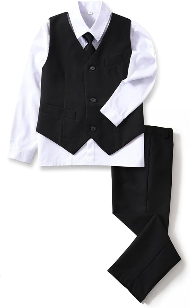 Boys Formal Suits Slim Fit Vest Pant Set for Kids Wedding Tuxedo