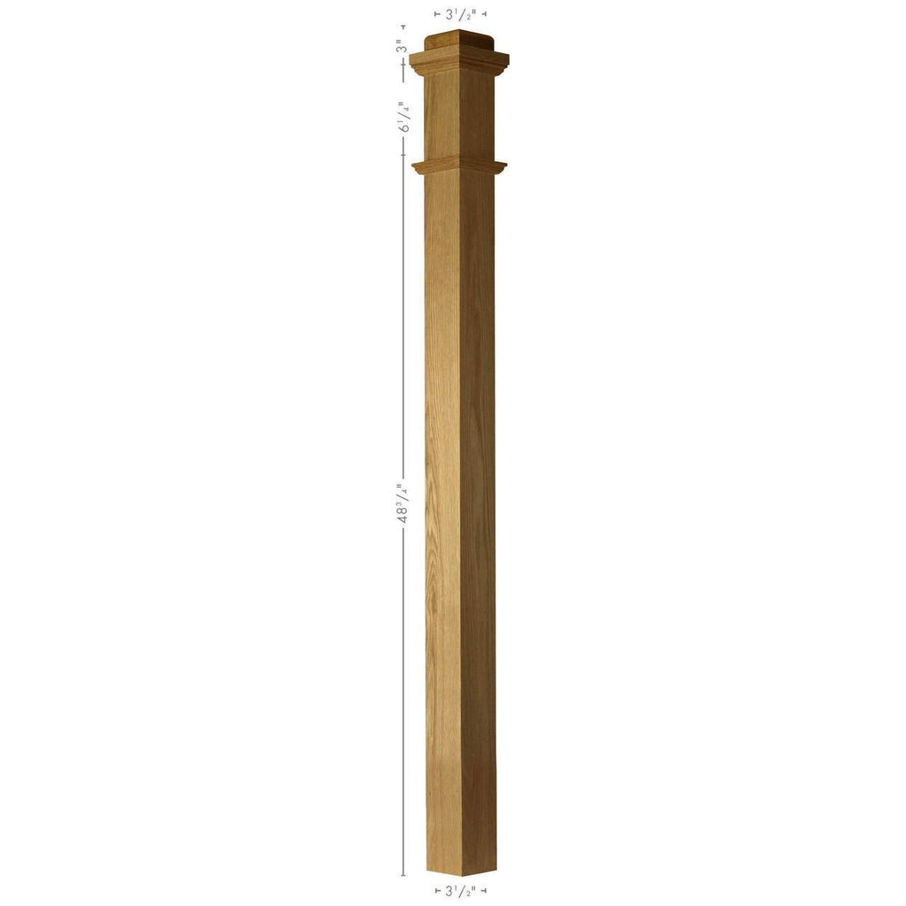 SP-4075S Solid Red Oak Plain Box Newel Post