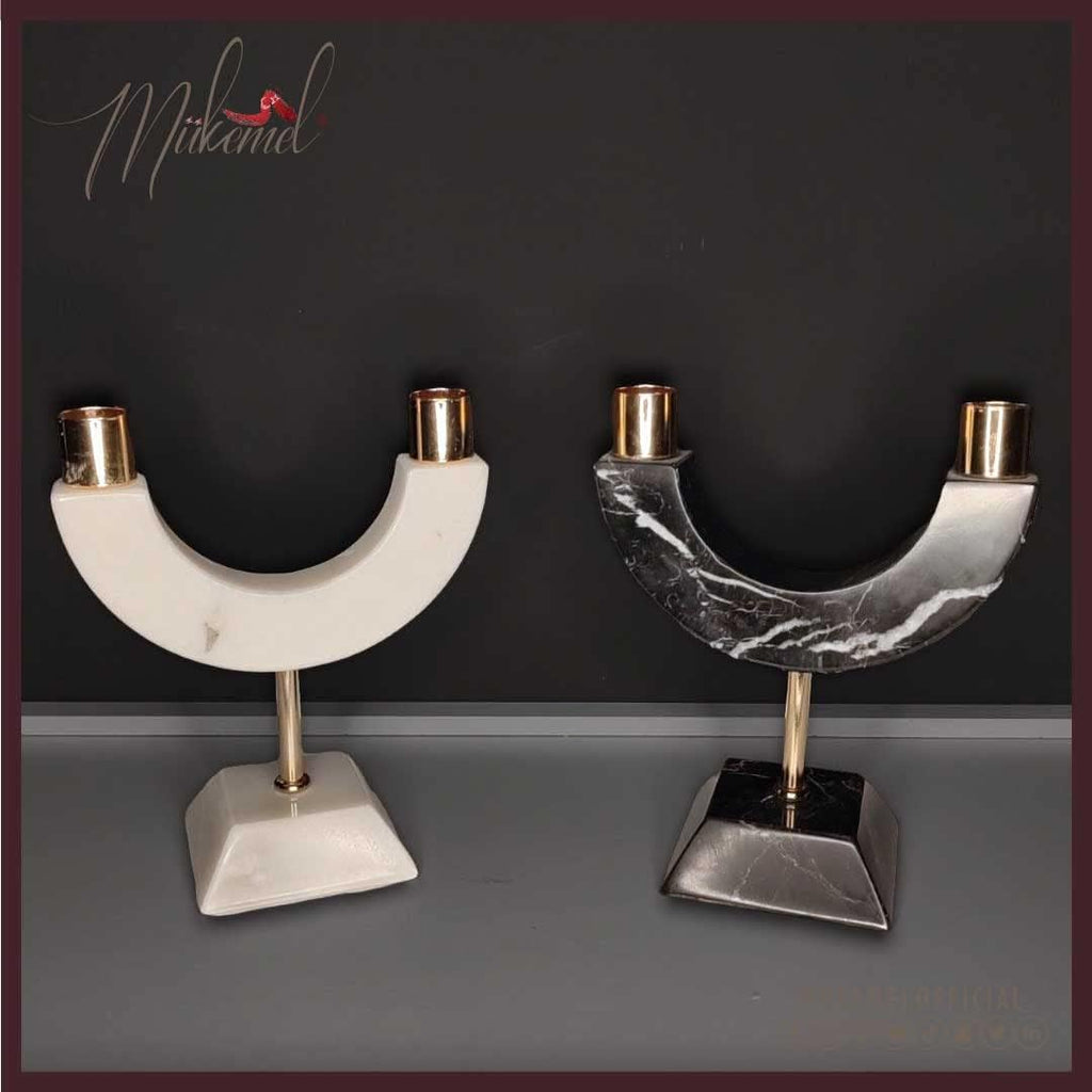 Bended candelabra (7.50 inch, Full set, Home Décor, Luxury candle holder,Handmade Marble Decoration, Natural Marble)