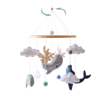 Montessori Baby Mobile for Crib Ocean Animals Crib Mobile Woodland Nursery Decor Soothe Toys for Ceiling Hanging Felt