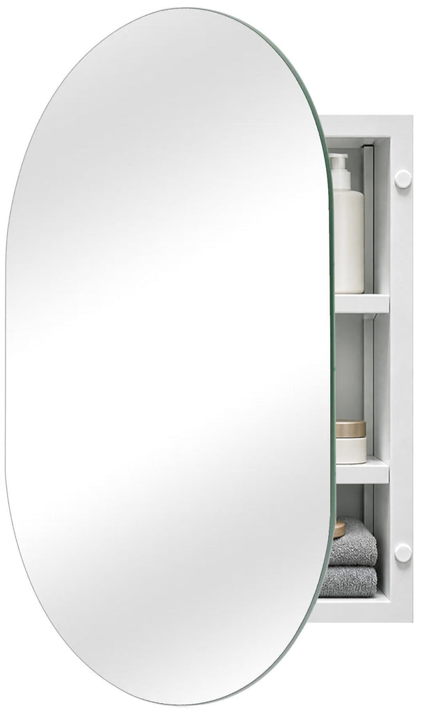 24 x 36 inch Bathroom Medicine Cabinet Frameless Oval Mirror Medicine cabinets with Mirror, Recessed or Surface