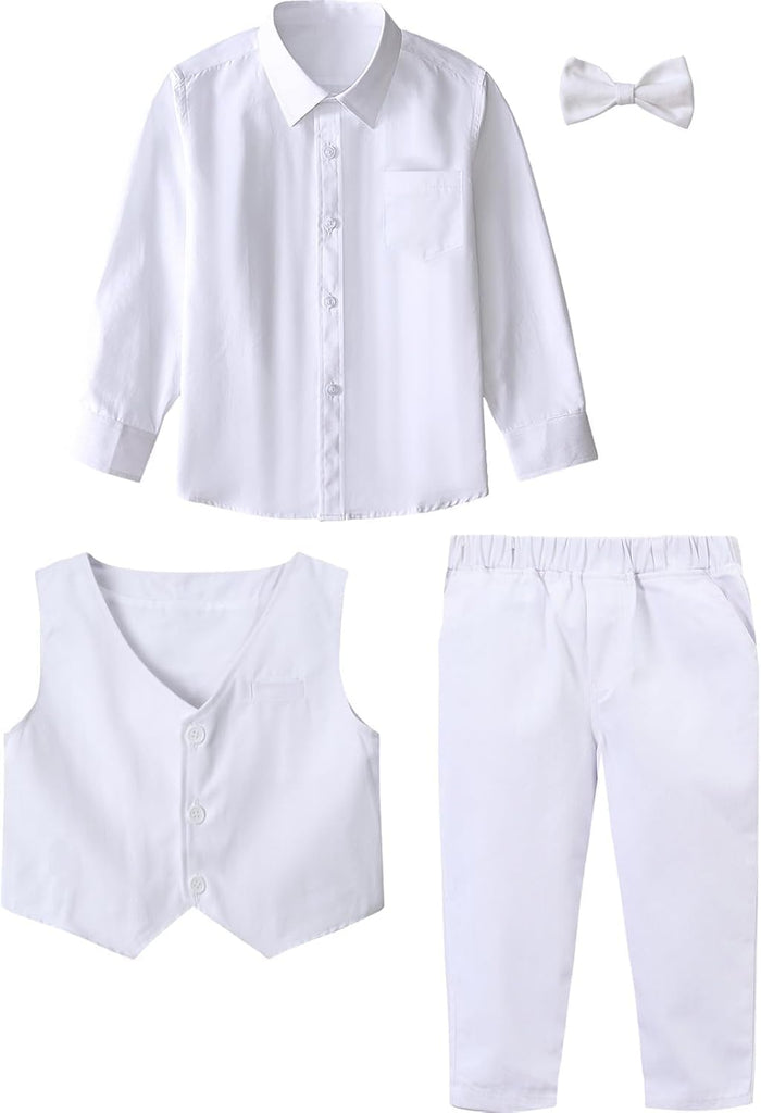 Toddler Boy Formal Suit 4pcs Vest, Shirt, Pants, Bow Tie