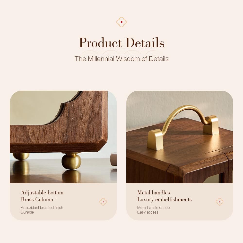 Black Walnut Jewelry Organizer, Wooden Jewelry Box with Gold Handle