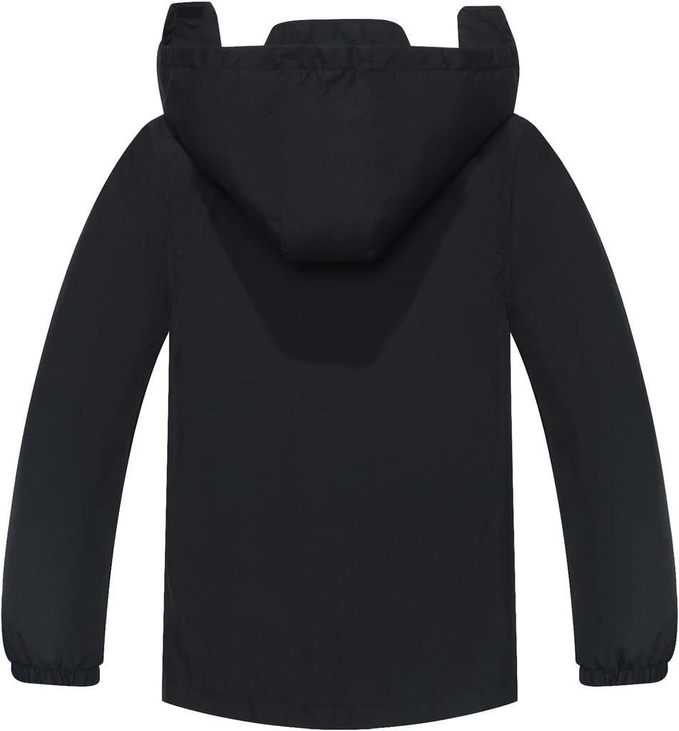 Kids Waterproof Rain Jacket Mesh Lined with Removable Hood