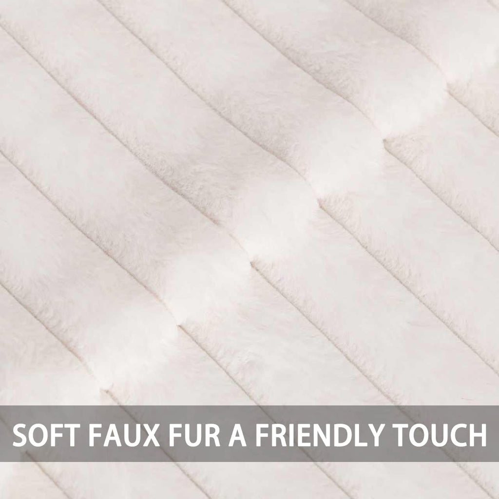 Pack of 2 Faux Fur Christmas Throw Pillow Covers 18x18 Inch, Soft Plush Striped Neutral Couch Pillow Cover, with