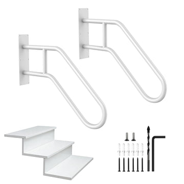 U-Shaped Outdoor Handrail, 2 Pack White Hand Railing 22.8 Inch