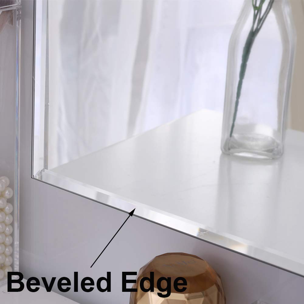 2 PCS Rectangular Wall Mirror, 28" x 36" Large Bathroom Mirror with Beveled Edge, Frameless Mirror Vanity Set