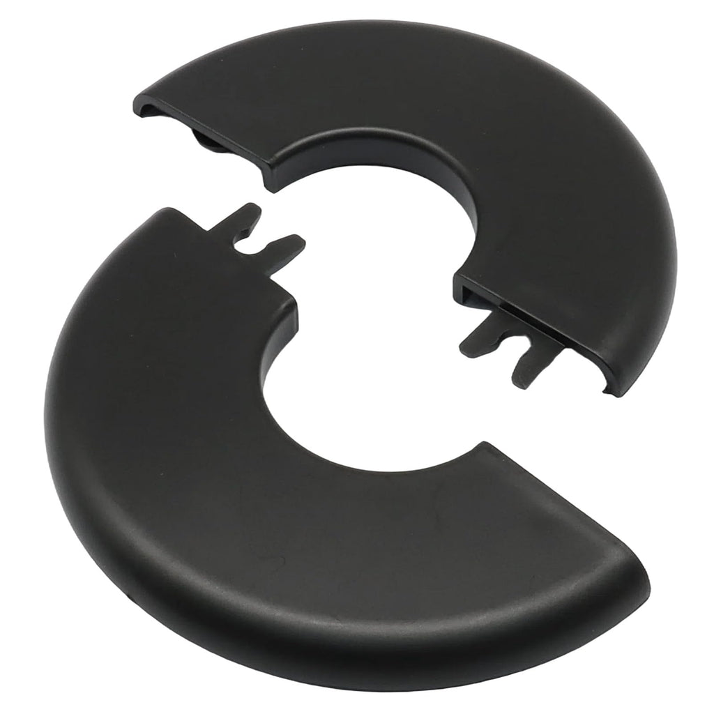 4Pcs 34MM Self-Adhesive Wall Split Flange for 1-1/4Inch Outer Diameter Pipes, Black ABS Round Escutcheon Plate