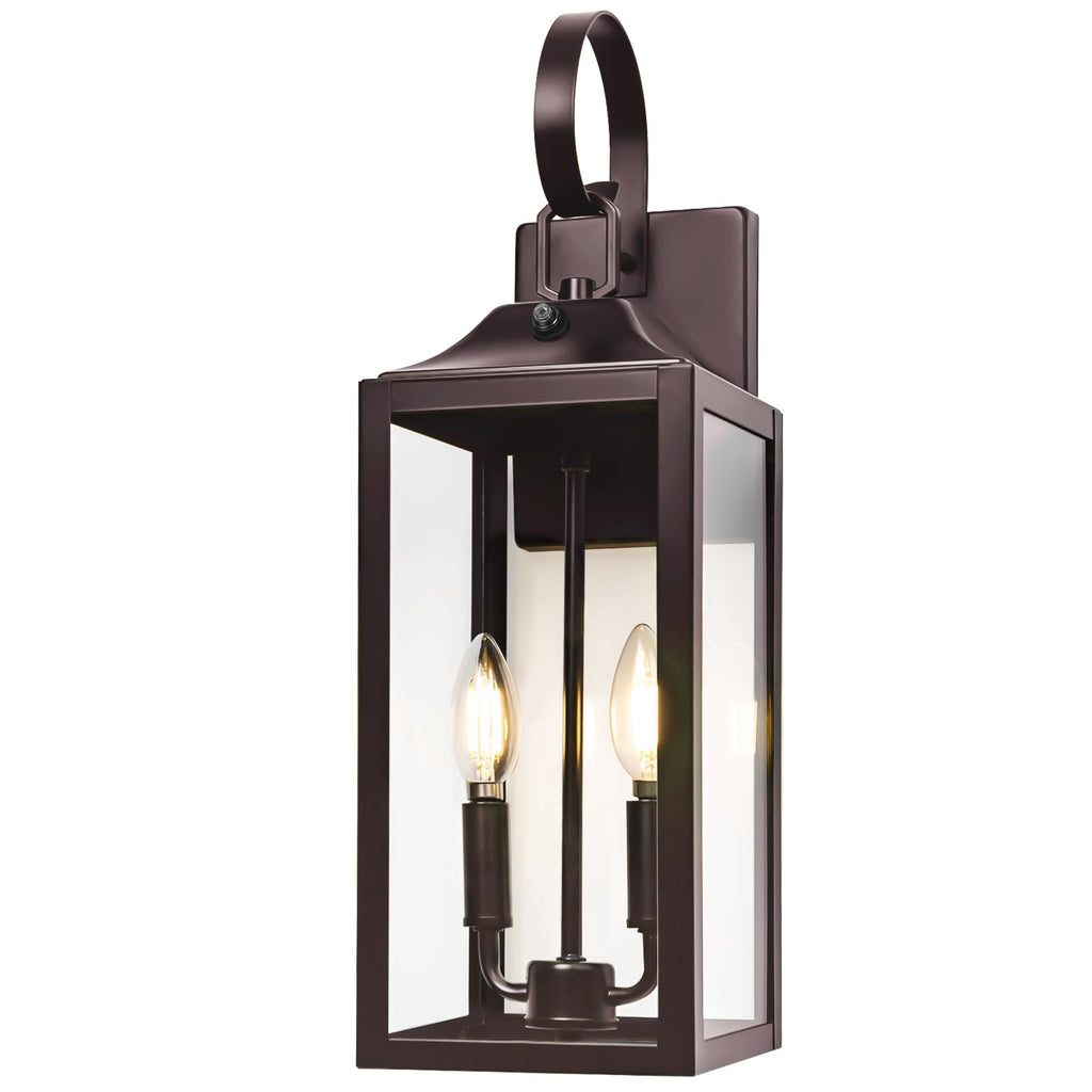 19" Oil Rubbed Bronze Dusk to Dawn Outdoor Wall Light, Modern Porch Lights
